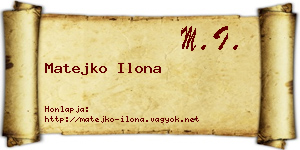 Matejko Ilona névjegykártya